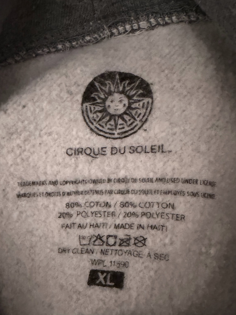 Cirque Du Soliel Hoodie Sweatshirt EST 1984 Unisex Size XL Sewn On Appliqués 🖤 - Picture 6 of 6